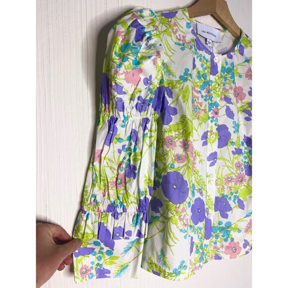 LES REVERIES Elizabeth Floral Puff Sleeve Blouse US SMALL NWT $295 - Picture 10 of 13